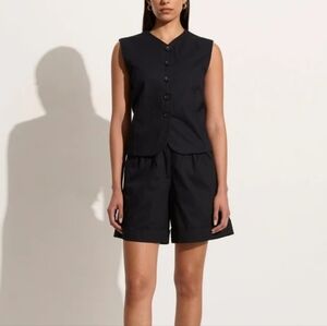 Faithfull The Brand 100% Cotton Black Button Down Vest Size US 10